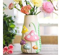 GUGUGO Pastel Mushrooms Vase for Flower, 8-Inch-Tall Rainbow Funky Mushroom Decor, Eclectic Vases for Flowers, Unique Colorful Decorative Vase, Cute Room Decor Aesthetic