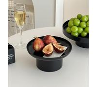gugululu Black Fruit Bowl for Kitchen Counte, Large High Base Fruit Holder Modern Fruit and Bread Basket Stand for Home Kitchen Decorative Fruit and Vegetable Holder Storage (M)