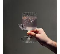 gugululu Pink Butterfly Wine Glasses, Goblets Champagne Cups Drinking Glasses Fashioned Clear Reinforced Stems and Romantic Pink 3D Butterfly for Weddings Engagements Party Gifts