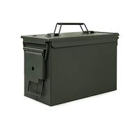 GUGULUZA Metal Ammo Box Ammunition Storage Tool Can with Flip Top Army Green 50 Cal