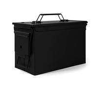 GUGULUZA Metal Ammo Box Ammunition Storage Tool Can with Flip Top Black 30 Cal