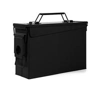 GUGULUZA Metal Ammo Box Ammunition Storage Tool Can with Flip Top Black 30 Cal