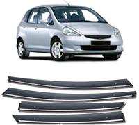 GuGuoZZ Car Wind Deflectors For Honda Jazz Fit Hatchback 2003-2007 Edgevisors Ventilated In Rain Window Visors Wind Sun Rain Deflectors Auto Wind Deflectors