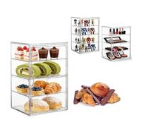 Guguzayth Bread Bin, Corner Bread Bins for Kitche, 4-Tier Clear Acrylic Bread Display Case with Door,Multifunctional storage boxDisplay Case for Loaves, Cakes, Muffins, figurines, makeup