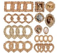 Gugxiom 30 Pack Mini Picture Frames, Resin Tiny Vintage Gold Frame, Baroque Style Mini Museum Frame for Decor, DIY Craft, Creative Photo Props (30)