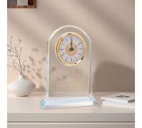 Gugxiom 50th Wedding Anniversary Decoration Clock Clear Glass Panel Quartz Movement Clock 50 Years Anniversary (Gold)