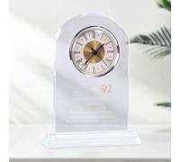 Gugxiom 50th Wedding Anniversary Decoration Clock Clear Glass Panel Quartz Movement Clock 50 Years Anniversary (Silver)