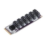 Gugxiom 6 Port SATA Expansion Card with RTL9100 Chip 6Gbps, M.2 to SATA Controller PCIE3.0 X2 16G, PCIE 3.0 Adapter for NAS W Linux