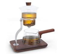 Gugxiom 650ml Lazy Kungfu Drip TeaPot, Heat Resistant Tea Set, Magnetic Glass Tea Pot, Semi-Automatic Glass Teapot Suit for Magnetic Water Wooden Glass Teapot Set