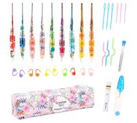 Gugxiom 9Pcs Crochet Hooks Set with Floral Resin Handle, 2.0-6.0mm Ergonomic Crochet Hooks with Pretty Storage Bag & Accessories, Ideal for DIY Knitting Blankets Dolls Scarves, for Beginners Adults
