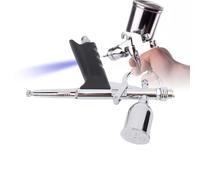 Gugxiom Airbrush Kit, Airbrush Gun Dual Action Gravity Feed Set, 0.3mm Needles, 15CC Fluid Cup, Multi Purpose Air Brush Makeup Model Coloring Painting Nail Art Tattoo