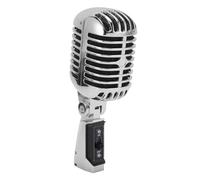 Gugxiom Classic Retro Dynamic Vocal Microphone - Old Vintage Style Unidirectional Cardioid Mic with XLR Cable - Universal Stand Compatible - Live Performance, In-Studio Recording (Silver)