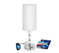 Gugxiom Crystal Table Lamp, Nightstand Table Lamps, Touch-Control Table Lamp with USB C+A Ports, 3-Way Dimmable Touch Control for Bedroom, Living Room