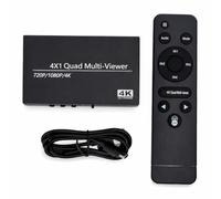 Gugxiom HDMI 4 in 1 Out Seamless Quad Screen Display Hub, HDMI Splitter With Remote for 4 Source Input and 1 Output, 4K 30Hz Multiviewer for Monitor TV Conference Room Use