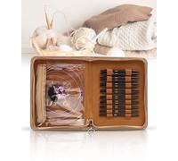 Gugxiom Interchangeable Circular Knitting Needle Set, 9 Pairs OfCircular Knitting Needle Set, 3 to 8mm Metal Knitting Needles Set with Ergonomic Handles and Storage Bag, for Weaving Projec