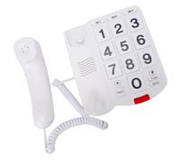 Gugxiom Large Key Wired Phone, Home Landline Phone with 3 One Touch Speed Dial, Wired Basic Landline with Flashing LED Indicator and Redial Function for Seniors (White)