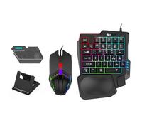 Gugxiom One Hand RGB Gaming Keyboard and Mouse Combo, Half Hand Mechanical Feeling Keyboard, for Mobile, Games