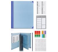 Gugxiom Paper Accordion File Organizer,in Case I Go Missing Binder,Folio Document Organizer with Labels and Stickers,Life Book Document Organiser for Meetings,School,and Office (Blue)