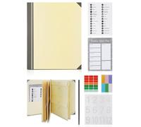Gugxiom Paper Accordion File Organizer,in Case I Go Missing Folio Document Organizer with Labels and Stickers,Life Book Document Organiser for Meetings,School,and Office (Khaki)