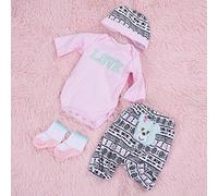 Gugxiom Simulation Doll LOVE Patterned Clothes Set Cute Baby Doll Outfits for 50-55cm Large Newborn for 0-3 Months Old Babies (doll clothing)