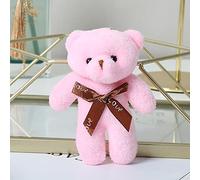 Gugxiom Stuffed Plush Bear Doll with Bow Tie, Good Workmanship and Clean Sewing Lines, Ideal for Christmas, Birthday, Valentine's Day (Small Big Bear Pink 11 * 6cm)