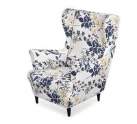 Gugxiom Wingback Chair Covers 2 Piece set,Washable Chair Back Covers,Furniture Protector for Wingback Chairs Bedroom Living Room Hotel (Ink Flower)