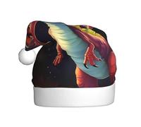 GUHAOT big-mouthed dinosaur Print Christmas Hat, Santa Hat Party Headwear Holiday Decor Costume Accessory