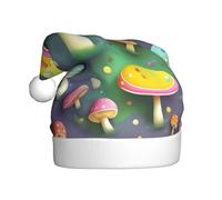 GUHAOT Colorful Dream Mushroom Print Christmas Hat, Santa Hat Party Headwear Holiday Decor Costume Accessory