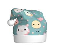 GUHAOT Cute fox Print Christmas Hat, Santa Hat Party Headwear Holiday Decor Costume Accessory