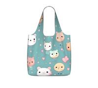 GUHAOT Cute fox Print Reusable Shopping Bag, Foldable Grocery Tote, Packable Shoulder Bag, 25L Supermarket Carrier for Travel, Work, Daily Use