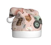 GUHAOT Farm Animals Print Christmas Hat, Santa Hat Party Headwear Holiday Decor Costume Accessory