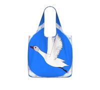 GUHAOT flying white goose Print Reusable Shopping Bag, Foldable Grocery Tote, Packable Shoulder Bag, 25L Supermarket Carrier for Travel, Work, Daily Use