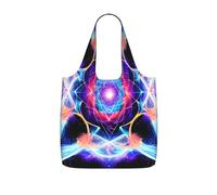 GUHAOT Four Dimensional Space Print Reusable Shopping Bag, Foldable Grocery Tote, Packable Shoulder Bag, 25L Supermarket Carrier for Travel, Work, Daily Use