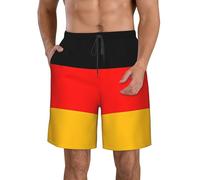 GUHAOT Germany Flag Print Men's Quick-Dry Beach Shorts, Elastic Board Shorts Casual Swim Trunks, Lightweight Swimwear White