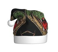 GUHAOT Heart Shape Cobra Head Print Christmas Hat, Santa Hat Party Headwear Holiday Decor Costume Accessory