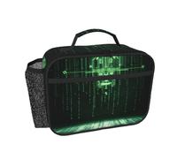 GUHAOT Insulated Lunch Bag for Adults, Matrix Code Digital Art Print Reusable Lunch Box Thermal Cool Bag for Office Work, Leakproof Lunch Box Carrier with Pockets