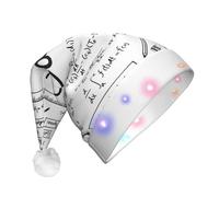 GUHAOT Math Geometry Geek Calculus Print Xmas Hat LED Santa Hat, 3 Modes Light Up Christmas Headwear, Xmas Costume Party Cap