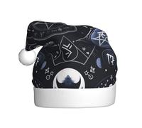 GUHAOT Mystical Symbol Words Print Christmas Hat, Santa Hat Party Headwear Holiday Decor Costume Accessory