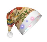 GUHAOT Owl Beliefs Print Xmas Hat LED Santa Hat, 3 Modes Light Up Christmas Headwear, Xmas Costume Party Cap