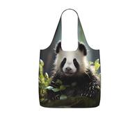 GUHAOT Panda cubs in the forest Print Reusable Shopping Bag, Foldable Grocery Tote, Packable Shoulder Bag, 25L Supermarket Carrier for Travel, Work, Daily Use