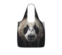 GUHAOT Panda in the water Print Reusable Shopping Bag, Foldable Grocery Tote, Packable Shoulder Bag, 25L Supermarket Carrier for Travel, Work, Daily Use