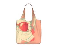GUHAOT Retro abstract shades Print Reusable Shopping Bag, Foldable Grocery Tote, Packable Shoulder Bag, 25L Supermarket Carrier for Travel, Work, Daily Use