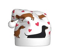 GUHAOT Romantic Dachshunds Print Christmas Hat, Santa Hat Party Headwear Holiday Decor Costume Accessory