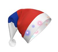 GUHAOT Russian Flag Print Xmas Hat LED Santa Hat, 3 Modes Light Up Christmas Headwear, Xmas Costume Party Cap