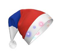 GUHAOT Russian Flag Print Xmas Hat LED Santa Hat, 3 Modes Light Up Christmas Headwear, Xmas Costume Party Cap