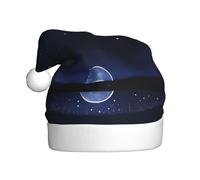 GUHAOT Serene blue night view Print Christmas Hat, Santa Hat Party Headwear Holiday Decor Costume Accessory