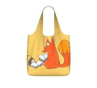 GUHAOT Sunflower Seeds & Fox Print Reusable Shopping Bag, Foldable Grocery Tote, Packable Shoulder Bag, 25L Supermarket Carrier for Travel, Work, Daily Use