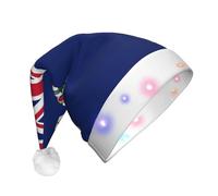 GUHAOT the Cayman Islands Flag Print Xmas Hat LED Santa Hat, 3 Modes Light Up Christmas Headwear, Xmas Costume Party Cap