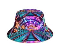 GUHAOT Unisex Reversible Bucket Hat, Roller Coaster Ride Print Dad Hat Fashion Headwear, Outdoor Travel Fishing Sun Cap