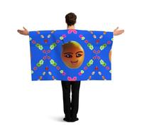 GUHAOT Wearable Flag Cape with Sleeves Smiley Yellow Pear Print National Cloak Sports Fan Apparel Football Fan Cape